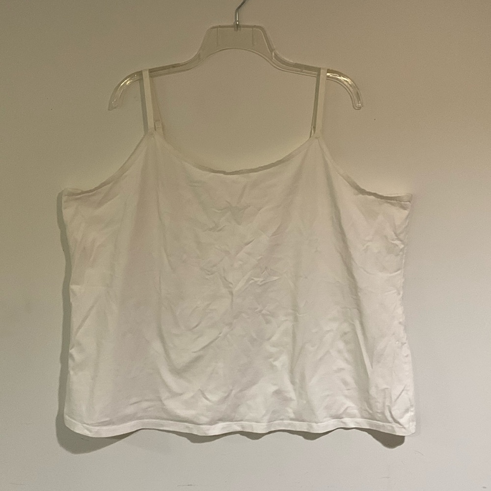 Lane Bryant White Stretch Cotton Adjustable Strap Tank Top, Size 26/28